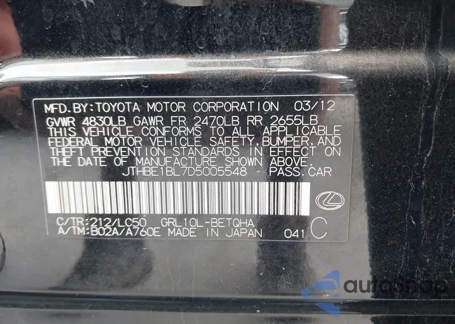 JTHBE1BL7D5005548: 41169075