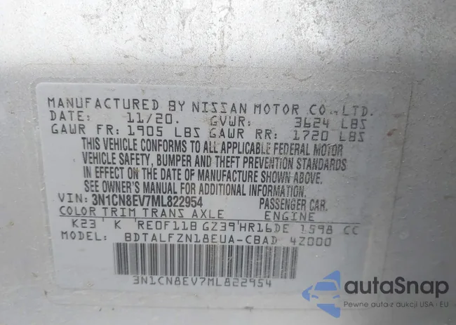 3N1CN8EV7ML822954: 41170192