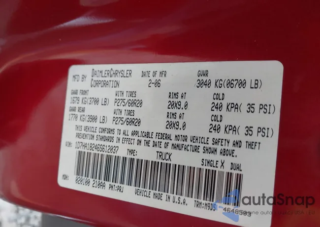 1D7HA18246S612037: 41170670