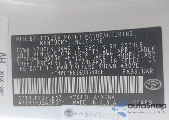 4T1BD1EB3GU051956: 41170060