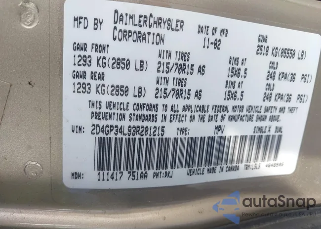 2D4GP34L93R201215: 41170129