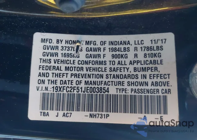 19XFC2F51JE003854: 41171048