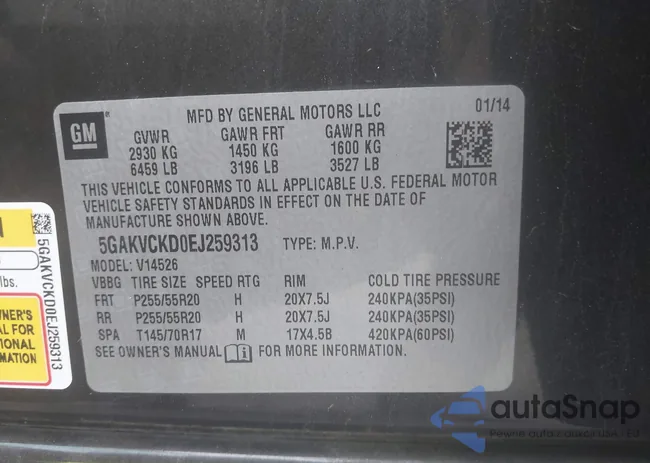 5GAKVCKD0EJ259313: 41173182