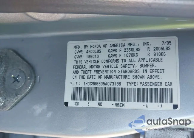 1HGCM66505A073198: 41173496