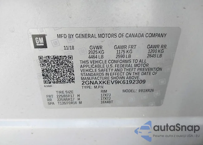 2GNAXKEV9K6192309: 41177897