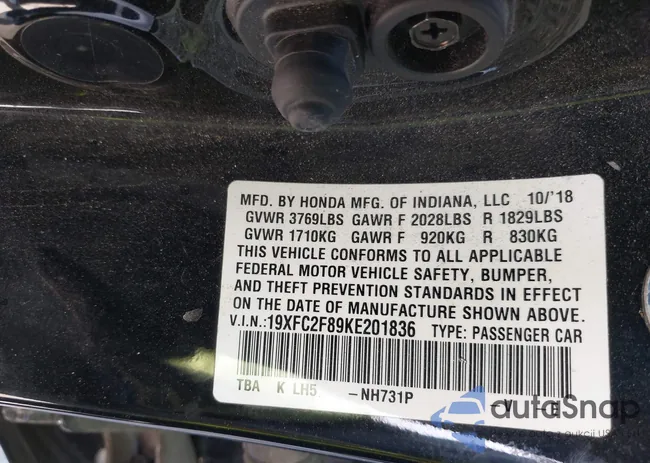 19XFC2F89KE201836: 41179899