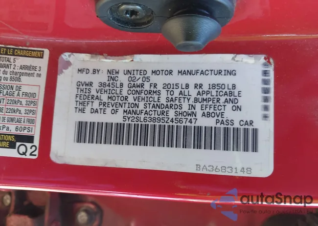 5Y2SL63895Z456747: 41182311