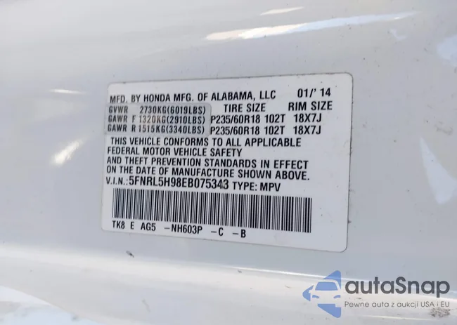 5FNRL5H98EB075343: 41181927