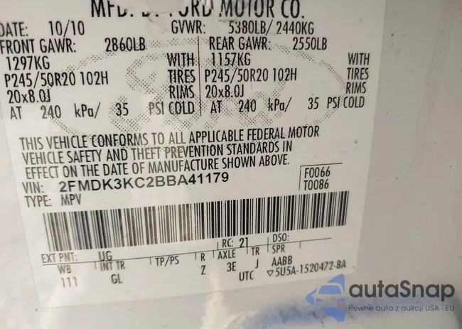 2FMDK3KC2BBA41179: 41186503