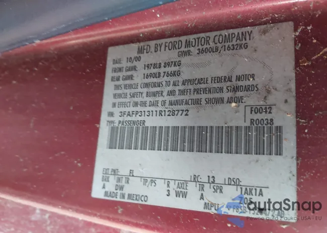 3FAFP31311R128772: 41187809