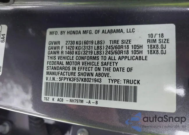 5FPYK3F57KB021943: 41189250