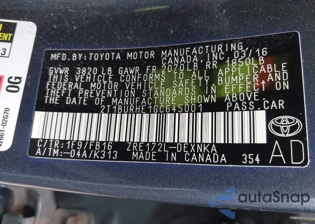 2T1BURHE1GC645001: 41189593