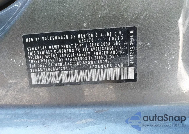 3VWBM7BU8RM023118: 41190309