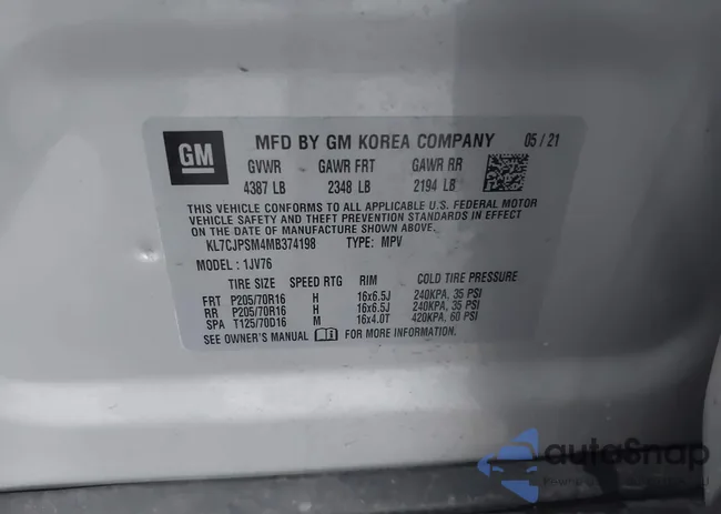 KL7CJPSM4MB374198: 41190073