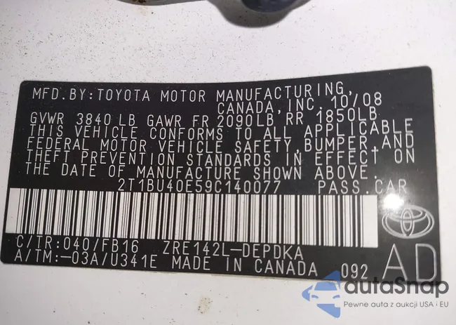 2T1BU40E59C140077: 41190946