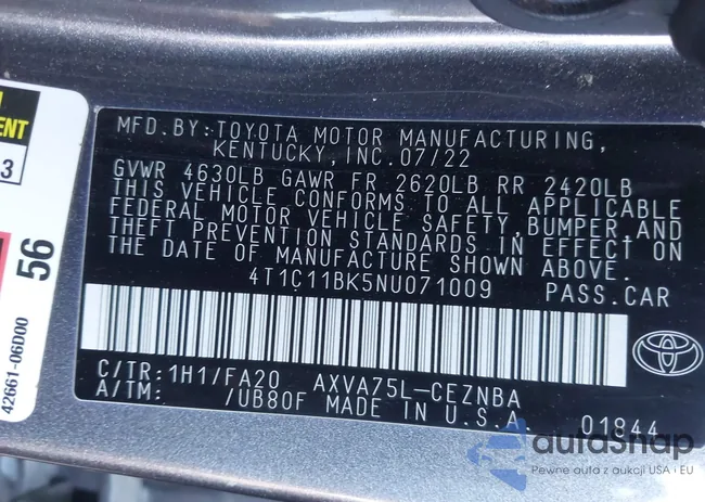 4T1C11BK5NU071009: 41192120