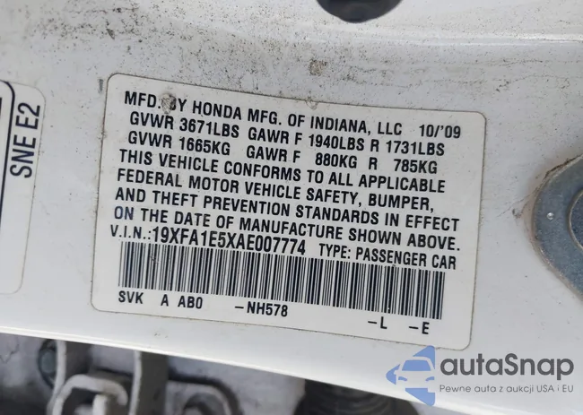 19XFA1E5XAE007774: 41191776