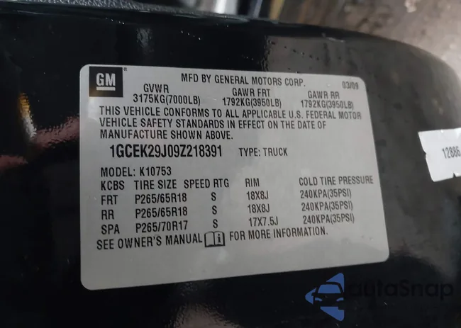 1GCEK29J09Z218391: 41198675