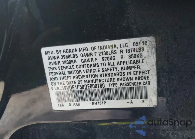 19VDE1F30DE000760: 41197742