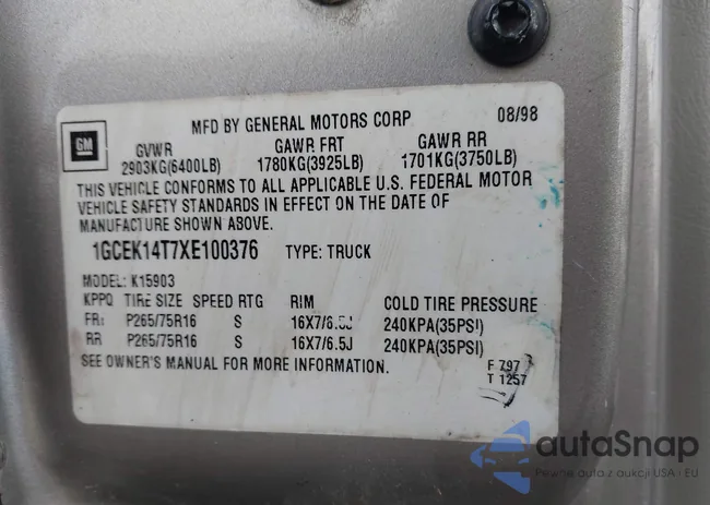 1GCEK14T7XE100376: 41201541