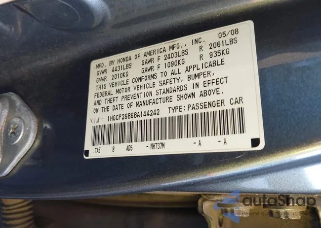 1HGCP26868A144242: 41205634