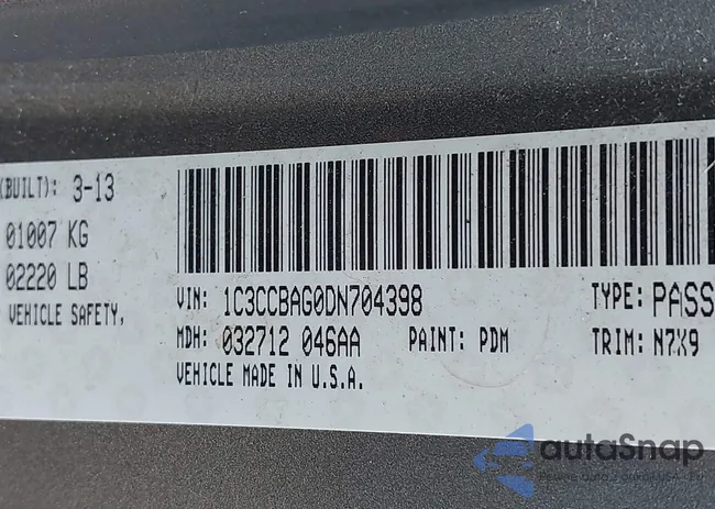 1C3CCBAG0DN704398: 41205738