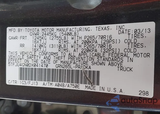 5TFJU4GN0DX041470: 41207148