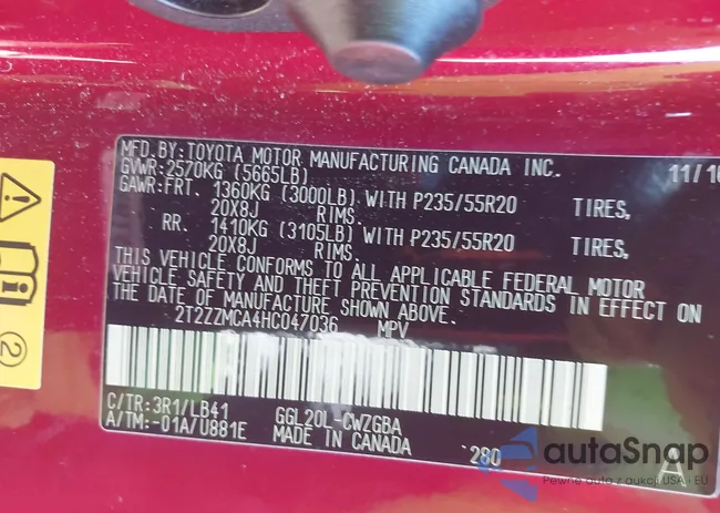 2T2ZZMCA4HC047036: 41207671