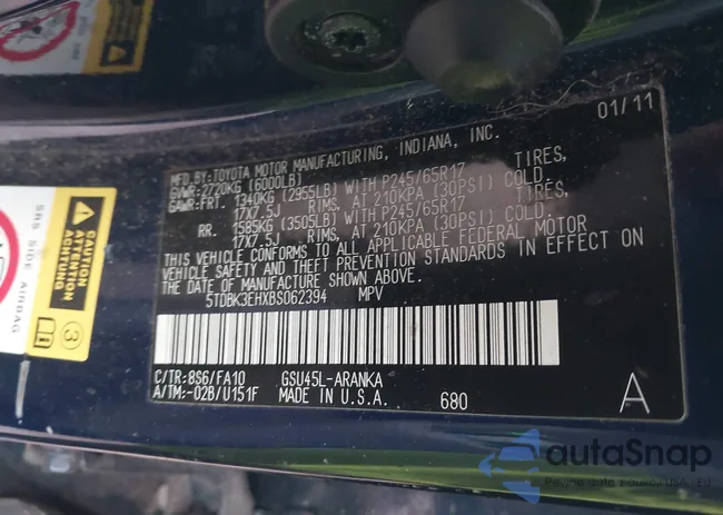 5TDBK3EHXBS062394: 41208563