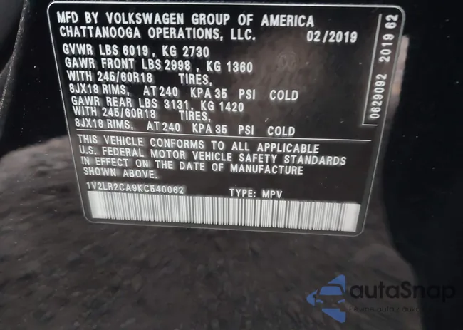 1V2LR2CA9KC540062: 41214176