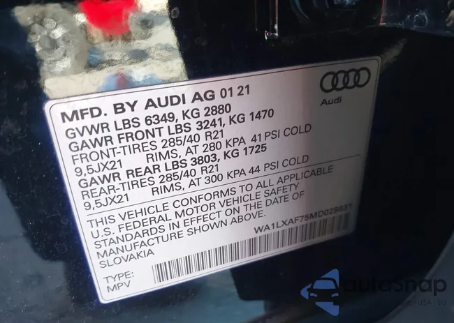 WA1LXAF75MD029831: 41215436