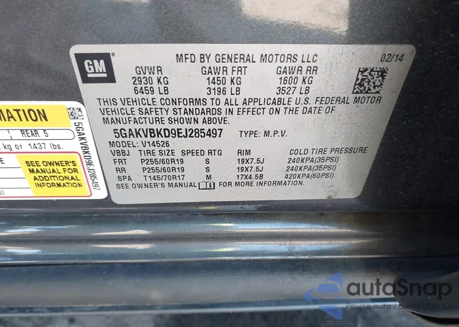 5GAKVBKD9EJ285497: 41214772