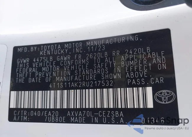 4T1S11AK2RU217532: 41216176