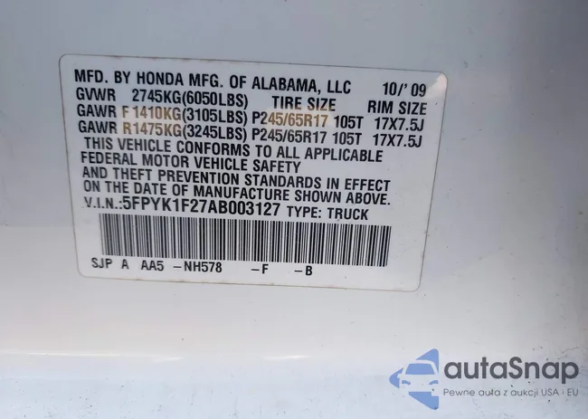 5FPYK1F27AB003127: 41218285