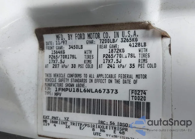 1FMPU18L6WLA67373: 41219612