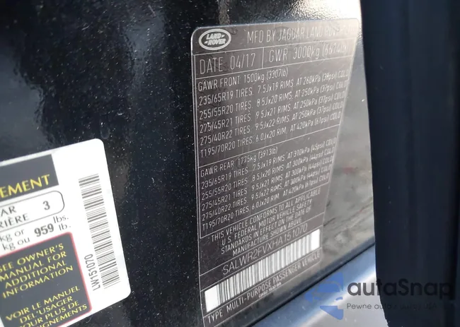 SALWR2FVXHA151070: 41221349