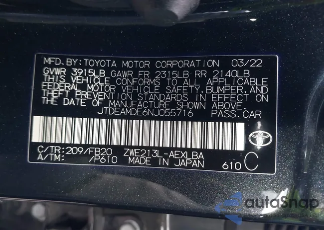 JTDEAMDE6NJ055716: 41229491