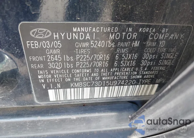 KM8SC73D15U974220: 41231978