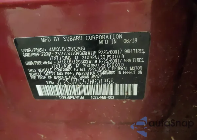 JF2SJADC5JH601358: 41234067