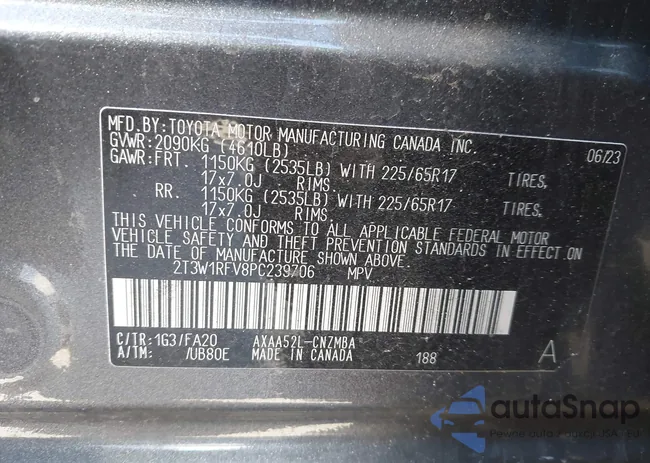 2T3W1RFV8PC239706: 41235005