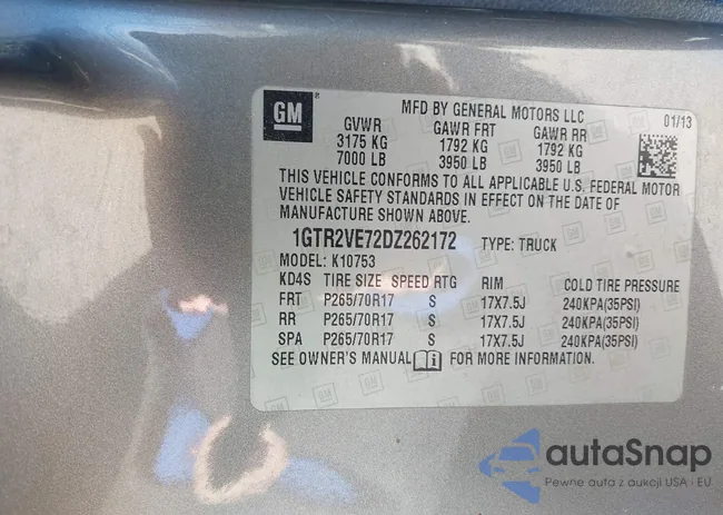 1GTR2VE72DZ262172: 41238192