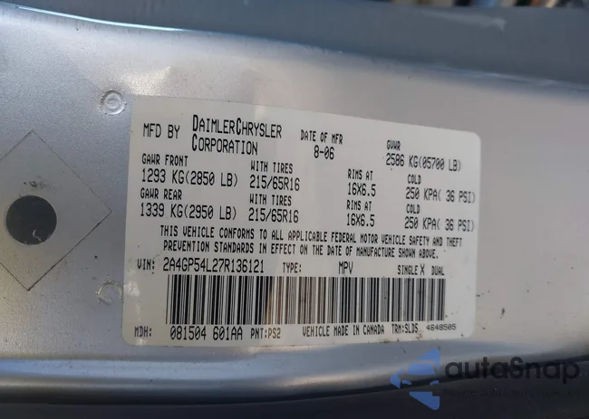 2A4GP54L27R136121: 41238280