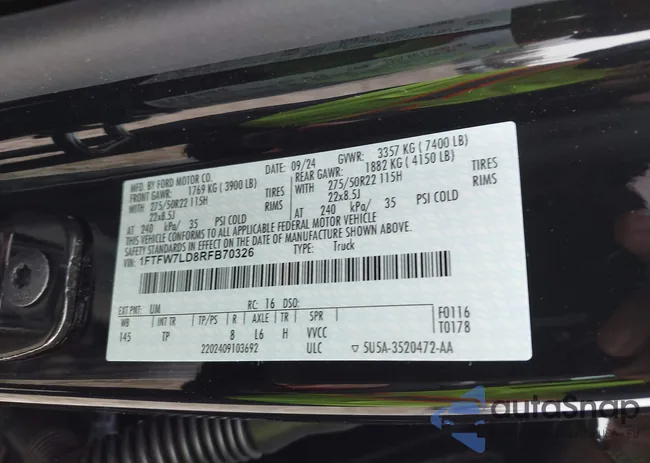 1FTFW7LD8RFB70326: 41237850