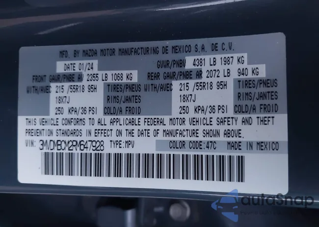 3MVDMBCM2RM647928: 41242460