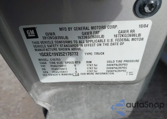 1GCEC19V25Z178772: 41245386