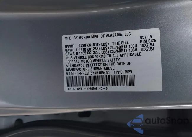 5FNRL6H87KB109460: 41246155