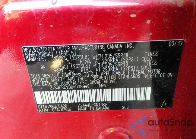 2T3DFREV0DW019948: 41246402