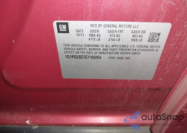 1G1PG5SC7C7189264: 41250114