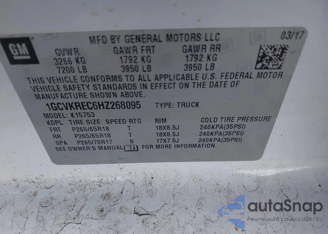 1GCVKREC6HZ268095: 41250605