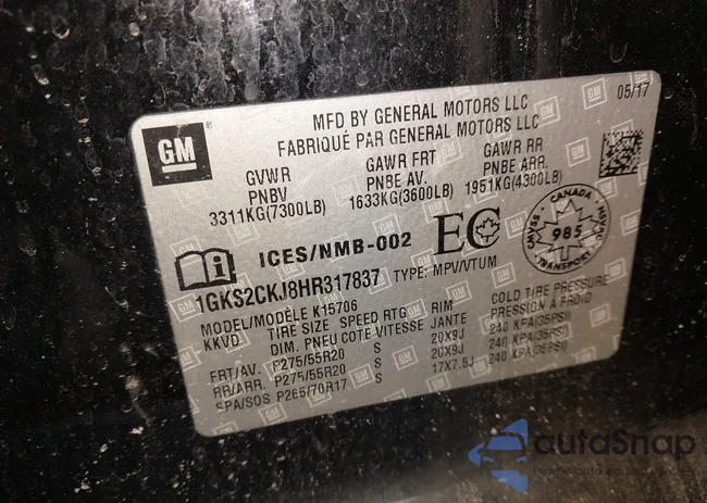 1GKS2CKJ8HR317837: 41252535